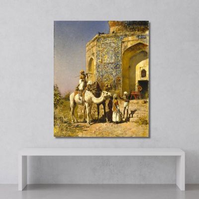 La Antigua Mezquita De Azulejos Azules En Las Afueras De Delhi, India Edwin Lord Weeks, elw38 cuadro en lienzo