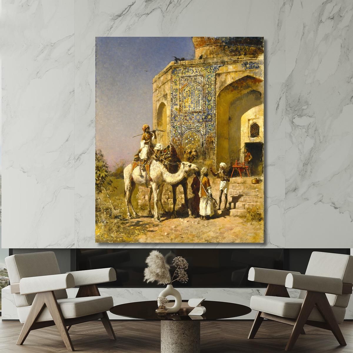 La Vecchia Moschea Dalle Piastrelle Blu Fuori Delhi India Edwin Lord Weeks elw38 quadro stampa su tela