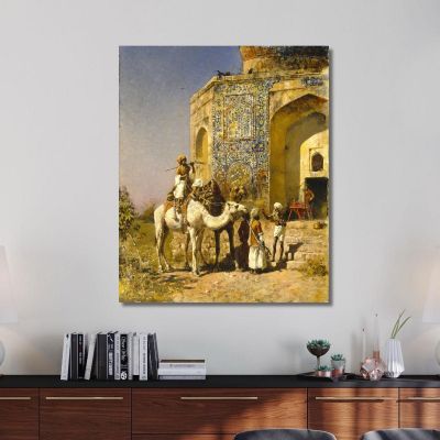 La Vecchia Moschea Dalle Piastrelle Blu Fuori Delhi India Edwin Lord Weeks elw38 quadro stampa su tela