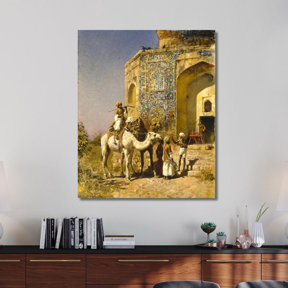 La Vecchia Moschea Dalle Piastrelle Blu Fuori Delhi India Edwin Lord Weeks elw38 quadro stampa su tela