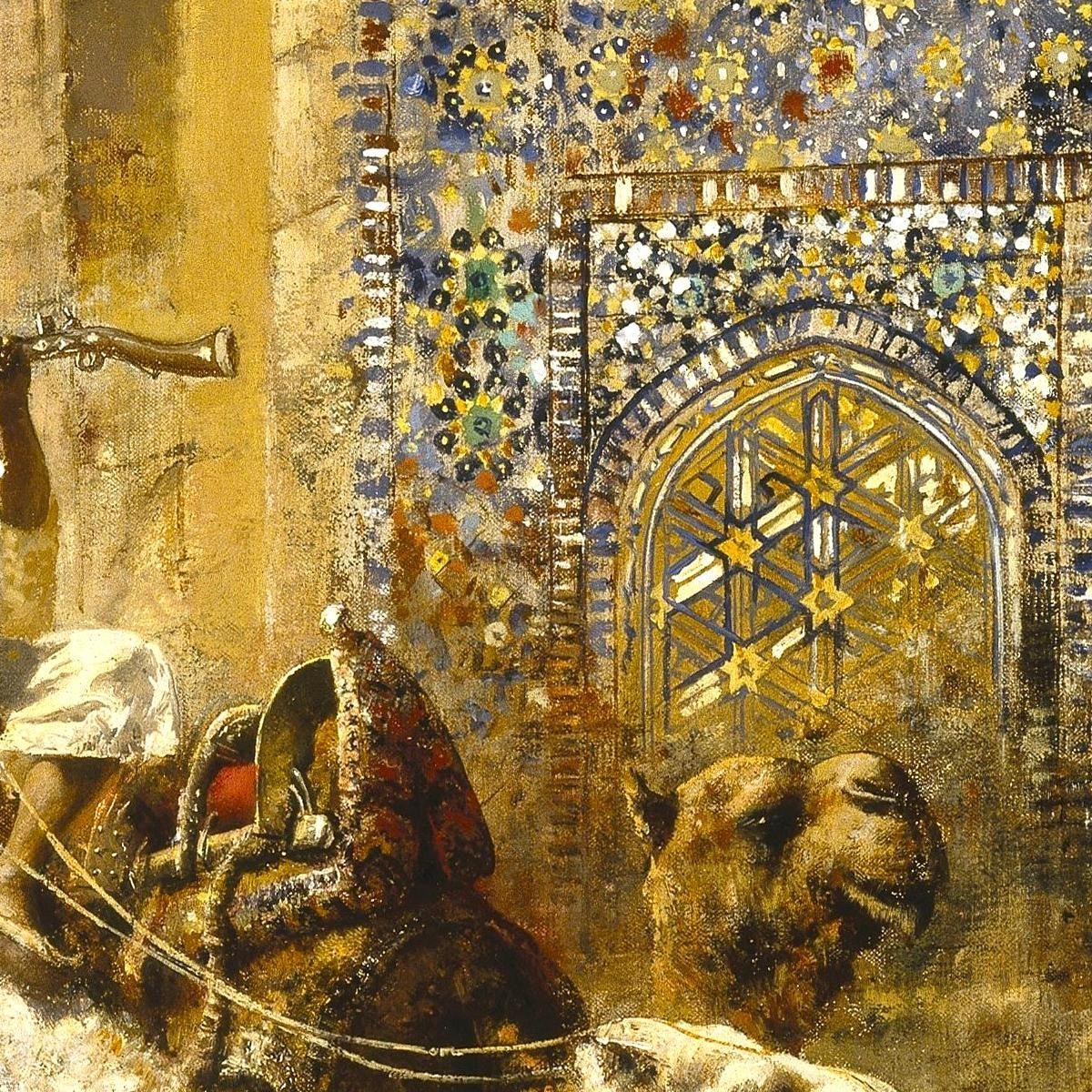 La Vecchia Moschea Dalle Piastrelle Blu Fuori Delhi India Edwin Lord Weeks elw38 quadro stampa su tela