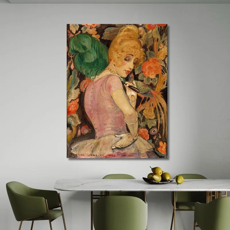 retrato-de-lili-elbe-con-abanico-de-plumas-verdes-gerda-wegener-cuadro