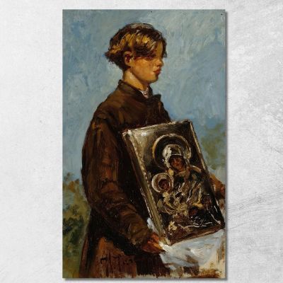 Schizzo Di Un Ragazzo Che Trasporta Un'Icona Ilya Efimovich Repin ier26 quadro stampa su tela