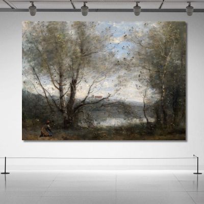 Uno Stagno Visto Attraverso Gli Alberi Jean-Baptiste-Camille Corot, jbc5 quadro stampa su tela
