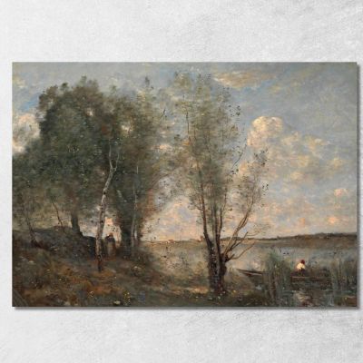 Barcaiolo Tra Le Canne Jean-Baptiste-Camille Corot jbc23 quadro stampa su tela