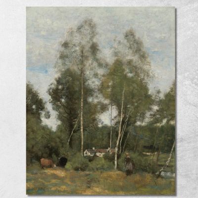 Clairière Du Bois Pierre Aux Evaux Prés Château-Thierry Jean-Baptiste-Camille Corot jbc37 quadro stampa su tela