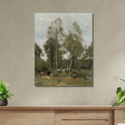 Clairière Du Bois Pierre Aux Evaux Prés Château-Thierry Jean-Baptiste-Camille Corot, jbc37 quadro stampa su tela