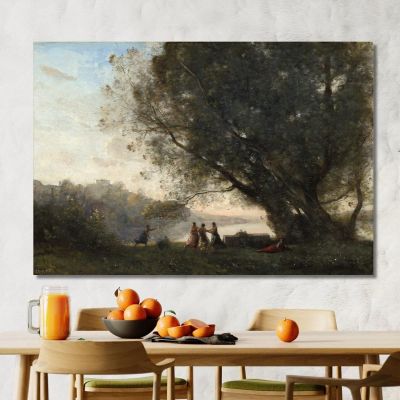 Danse Sous Les Arbres Au Bord Du Lac Jean-Baptiste-Camille Corot, jbc43 tableau impression sur toile
