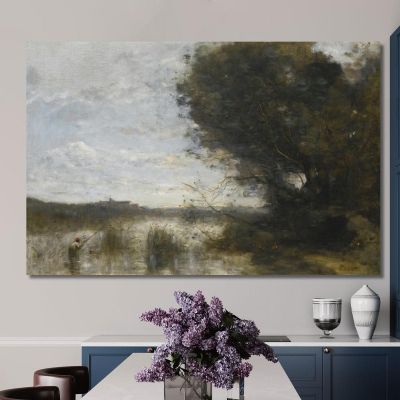 In Mezzo Alle Paludi Jean-Baptiste-Camille Corot, jbc50 quadro stampa su tela
