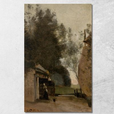 Dintorni Di Amsterdam Piccola Fattoria Sulle Rive Dell'Amstel Jean-Baptiste-Camille Corot jbc52 quadro stampa su tela