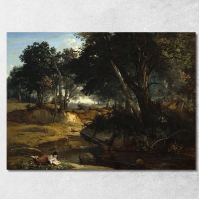 Foresta Di Fontainebleau Jean-Baptiste-Camille Corot jbc66 quadro stampa su tela