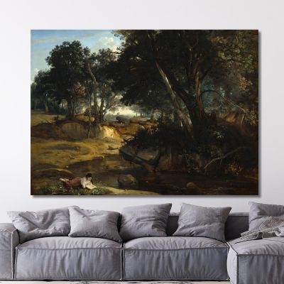 Wald Von Fontainebleau Jean-Baptiste-Camille Corot, jbc66 drucken auf leinwand