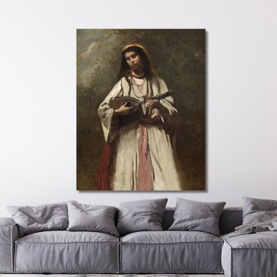 Zigeunerin Mit Mandoline Jean-Baptiste-Camille Corot, jbc75 drucken auf leinwand