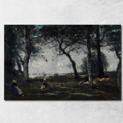 Honfleur Jean-Baptiste-Camille Corot jbc79 quadro stampa su tela