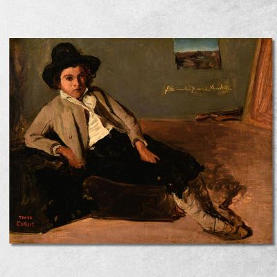 Giovane Italiano Seduto Jean-Baptiste-Camille Corot jbc91 quadro stampa su tela