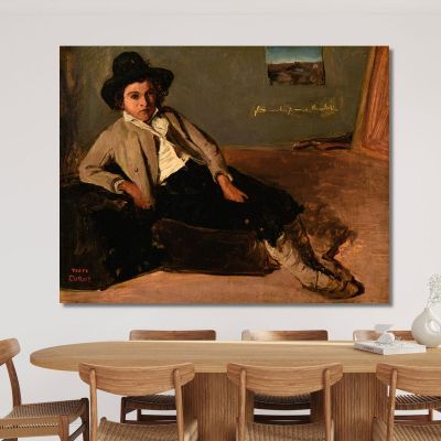 Young Italian Sitting Jean-Baptiste-Camille Corot, jbc91 canvas print