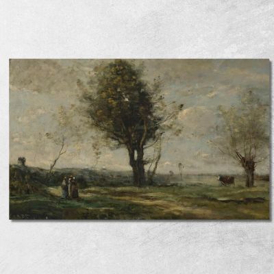 L'Incontro Lungo La Strada Jean-Baptiste-Camille Corot jbc101 quadro stampa su tela