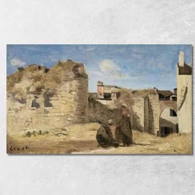 La Rochelle Un Angolo Del Cortile Della Commanderie Jean-Baptiste-Camille Corot jbc103 quadro stampa su tela