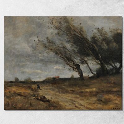 La Tempesta Jean-Baptiste-Camille Corot jbc120 quadro stampa su tela