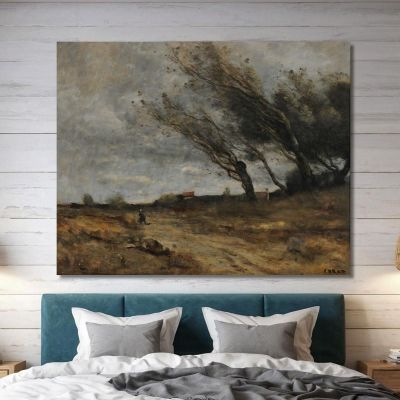 Le Coup De Vent Jean-Baptiste-Camille Corot, jbc120 tableau impression sur toile