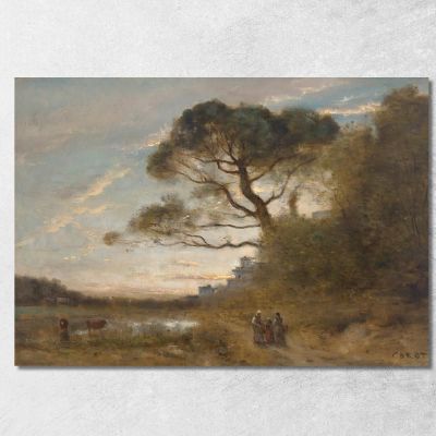 Il Grande Pino Domestico Souvenir D'Italia Jean-Baptiste-Camille Corot jbc121 quadro stampa su tela
