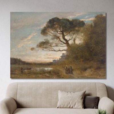 Le Grand Pin Parasol Souvenir D'Italie Jean-Baptiste-Camille Corot, jbc121 tableau impression sur toile