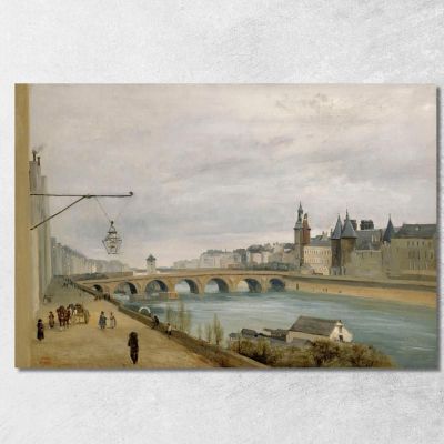 Il Pont Au Change Visto Da Quai De Gesvres Jean-Baptiste-Camille Corot jbc128 quadro stampa su tela