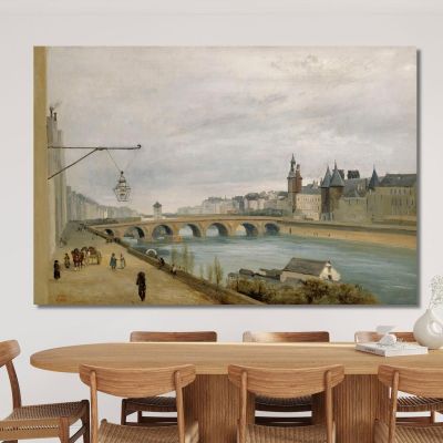 Il Pont Au Change Visto Da Quai De Gesvres Jean-Baptiste-Camille Corot, jbc128 quadro stampa su tela