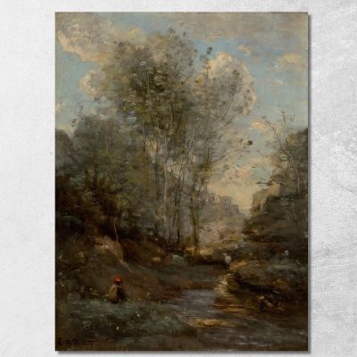 La Valle Delle Capre Ricordo Del Lago Di Garda Jean-Baptiste-Camille Corot jbc136 quadro stampa su tela