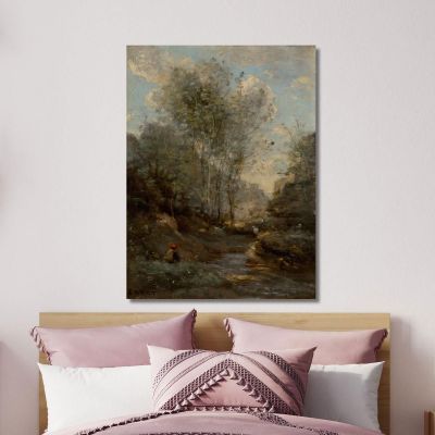 Das Tal Der Ziegen Souvenir Vom Gardasee Jean-Baptiste-Camille Corot, jbc136 drucken auf leinwand