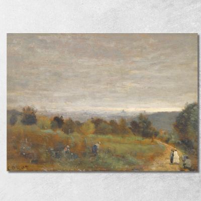 Le Alture Di Sèvres Parigi&nbsp;Sullo Sfondo Jean-Baptiste-Camille Corot jbc145 quadro stampa su tela