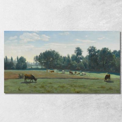 Mucche Marcoussis Al Pascolo Jean-Baptiste-Camille Corot jbc168 quadro stampa su tela