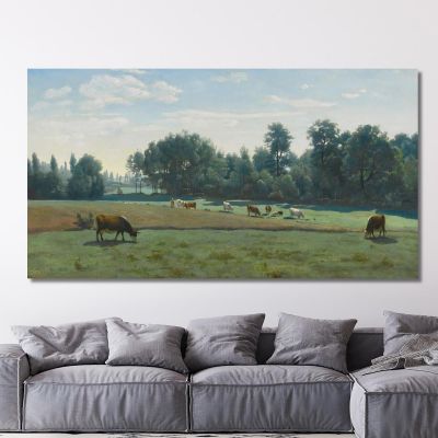 Marcoussis-Kühe Auf Der Weide Jean-Baptiste-Camille Corot, jbc168 drucken auf leinwand