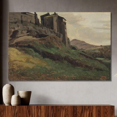 Marino Grandes Fabriques In Cima Alle Rocce Jean-Baptiste-Camille Corot, jbc173 quadro stampa su tela