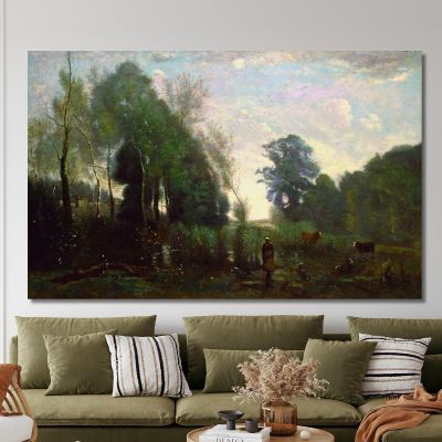 Matin Brumeux Jean-Baptiste-Camille Corot, jbc175 tableau impression sur toile