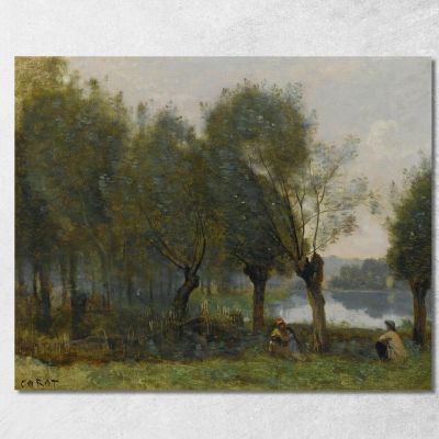 Montgeron-Saulaie Sull'Acqua Jean-Baptiste-Camille Corot jbc179 quadro stampa su tela