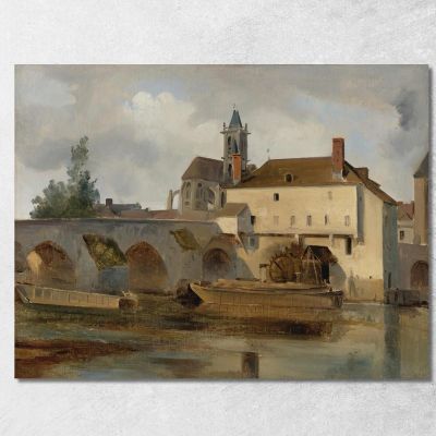 Moret Sur Loing Il Ponte E La Chiesa Jean-Baptiste-Camille Corot jbc181 quadro stampa su tela