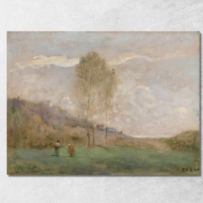 Paesaggio Autunnale Vicino Ad Una Costa Con Due Figure Jean-Baptiste-Camille Corot jbc193 quadro stampa su tela