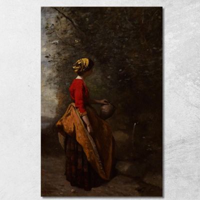 Contadina Alla Sorgente Jean-Baptiste-Camille Corot jbc197 quadro stampa su tela