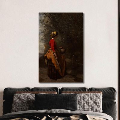 Bauernmädchen An Der Quelle Jean-Baptiste-Camille Corot, jbc197 drucken auf leinwand