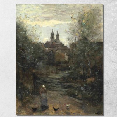 Semur Il Cammino Della Chiesa 2 Jean-Baptiste-Camille Corot jbc223 quadro stampa su tela