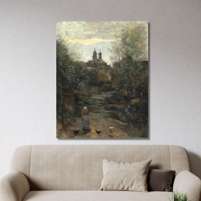 Semur The Way Of The Church 2 Jean-Baptiste-Camille Corot, jbc223 canvas print