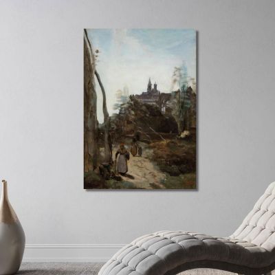 Semur The Church Path Jean-Baptiste-Camille Corot, jbc224 canvas print