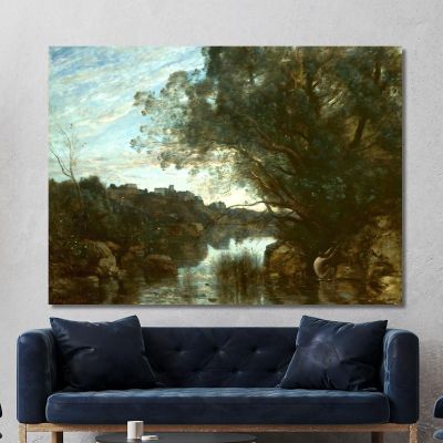 Ricordo Dei Dintorni Del Lago Di Nemi Jean-Baptiste-Camille Corot, jbc234 quadro stampa su tela