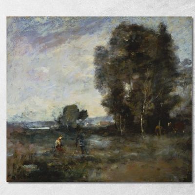 Paesaggio Estivo Jean-Baptiste-Camille Corot jbc237 quadro stampa su tela