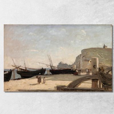 La Spiaggia Di Étretat Jean-Baptiste-Camille Corot jbc241 quadro stampa su tela