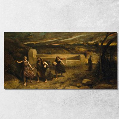 L'Incendio Di Sodoma Jean-Baptiste-Camille Corot jbc242 quadro stampa su tela