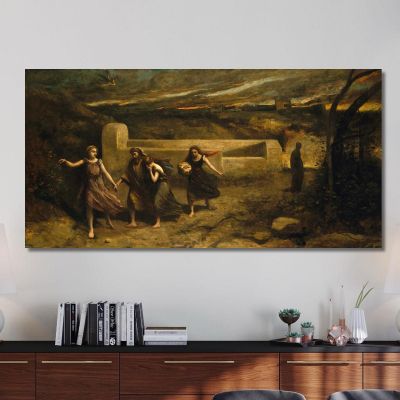 Der Brand Von Sodom Jean-Baptiste-Camille Corot, jbc242 drucken auf leinwand