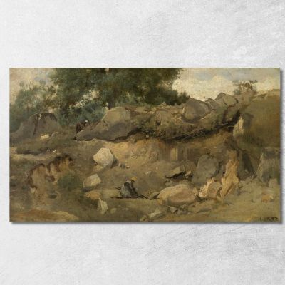 La Cava Di Chaise-Marie A Fontainebleau Jean-Baptiste-Camille Corot jbc261 quadro stampa su tela