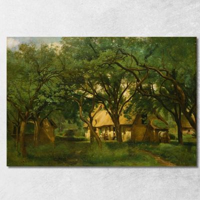 La Fattoria Toutain A Honfleur Jean-Baptiste-Camille Corot jbc265 quadro stampa su tela